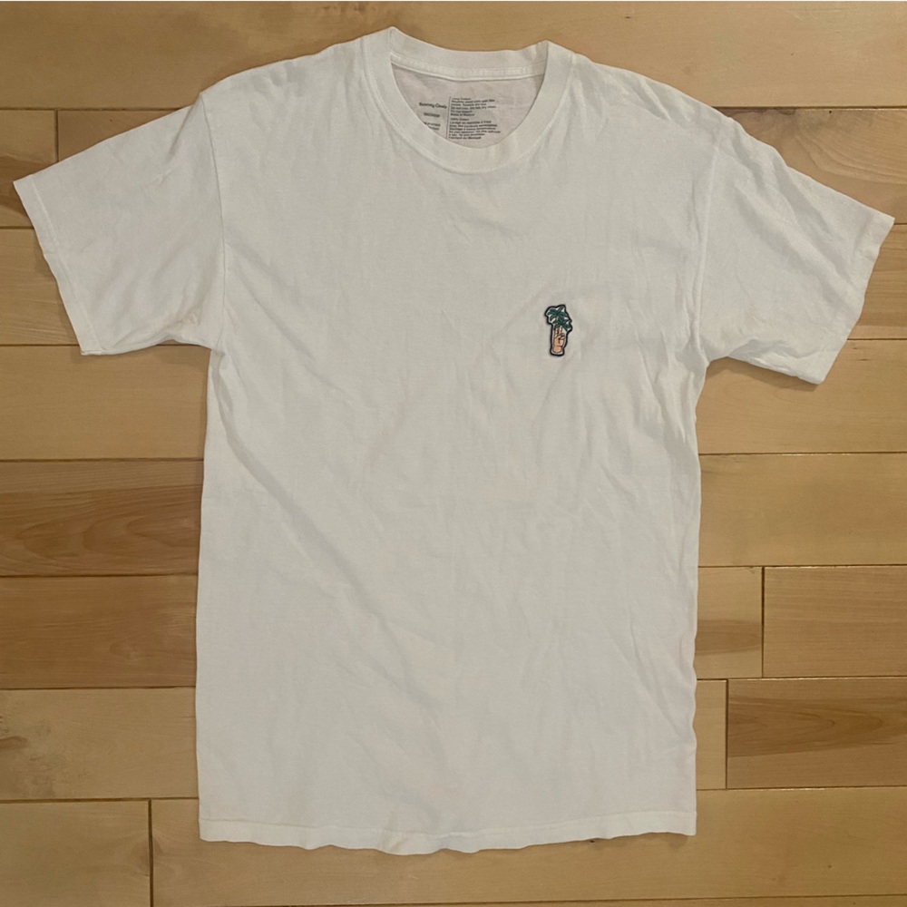 Barney Cools white t-shirt with embroidered patch, men’s M